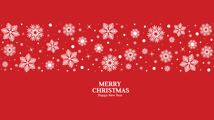 A christmas red background with snowflakes. Vector design for xmas holidays.