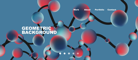 Network concept, line points connections geometric landing page background.
