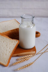 glass of milk and bread 