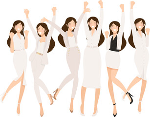 Naklejka premium success happy business woman in white suitpants