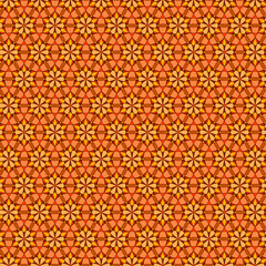 Abstract mosaic tiles pattern with floral and geometric motifs in bright minimal warm fall shades