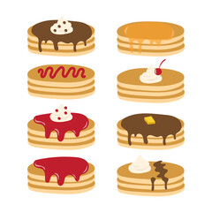 set of pancake with various topping
