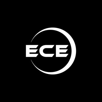 ECE letter logo design with black background in illustrator, cube logo, vector logo, modern alphabet font overlap style. calligraphy designs for logo, Poster, Invitation, etc.