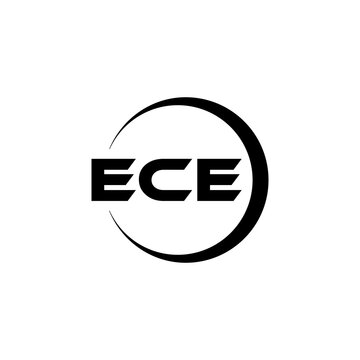 ECE letter logo design with white background in illustrator, cube logo, vector logo, modern alphabet font overlap style. calligraphy designs for logo, Poster, Invitation, etc.