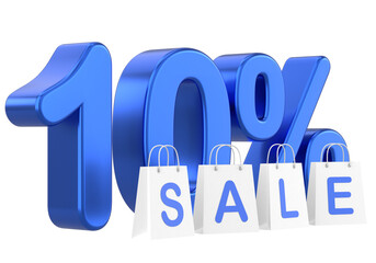 3D ten percent sale. 10% sale. Sale banner decoration.