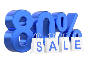 3D eighty percent sale. 80% sale. Sale banner decoration.