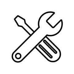 screw driver and wrench tool icon vector