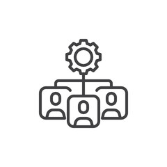 People and gear line icon