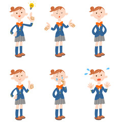 制服を着た女子学生のポーズと仕草　全身
