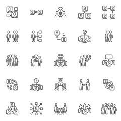 People communication line icons set