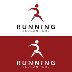 Letter R for running logo design combination letter R and people