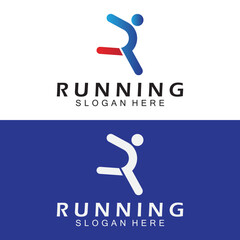 Letter R for running logo design combination letter R and people