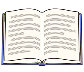 ページを開いた青い本のイラスト
