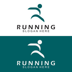 Letter R for running logo design combination letter R and people