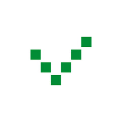 Green check mark symbol. Vector icon. Pixel art and dot style.   - obrazy, fototapety, plakaty