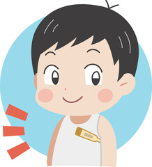 検温をする子どものイラスト