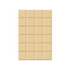 Whole rectangular white chocolate bar. Square pieces of milk chocolate. Vector illustration.