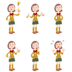 制服を着た女子学生のポーズと仕草　全身
