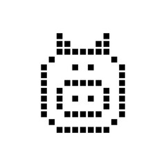 Cartoon pig head. Vector icon and logo. Pixel art and point style. 