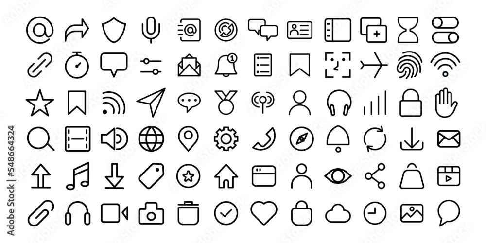 Poster The bundle of basic web and applications icon design. Set of smartphone icon for design interfaces