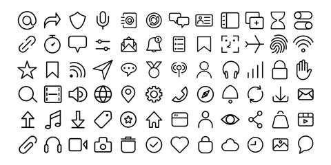 The bundle of basic web and applications icon design. Set of smartphone icon for design interfaces