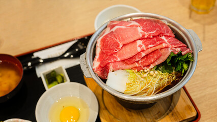 Tasty sukiyaki Japanese cuisine,Food concept background.