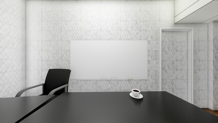 Blank tiles display on tiles background with minimal style and spot light. Blank stand for showing product. 3D rendering.