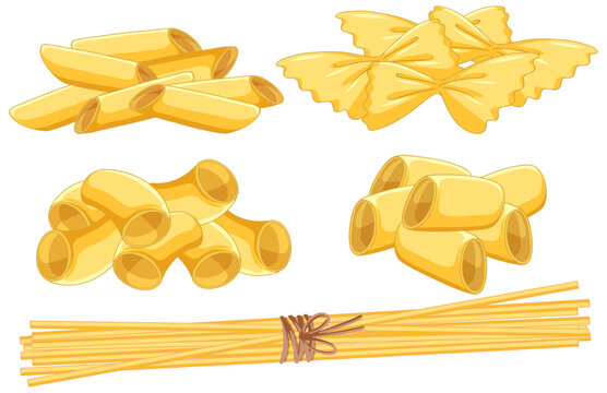 Set of pasta isolated