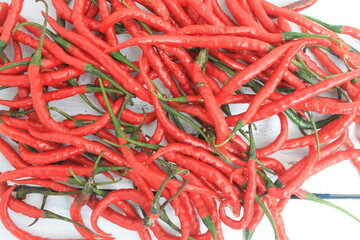 Bunch of red chilies on the table