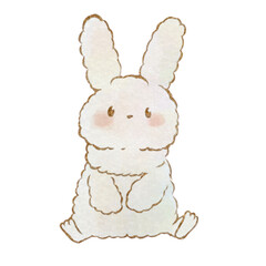イラスト素材:座るうさぎ(手描き水彩風)