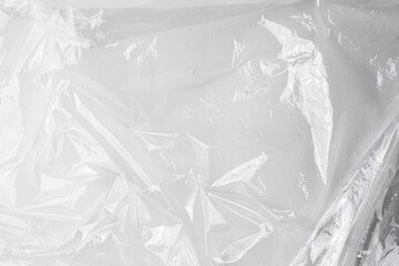 transparent cellophane bag close-up background texture of plastic