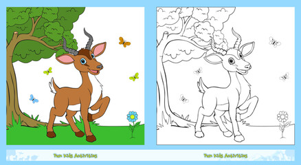 Obraz na płótnie Canvas Kids Coloring Books or coloring pages Impala illustration Level 2