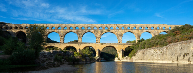 Panoramic view of famous Pont du Gard