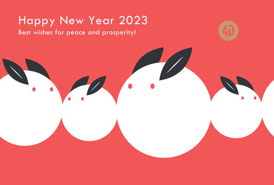 2023 New Year Card 35. Funny Snow Rabbits.Seamless Design.