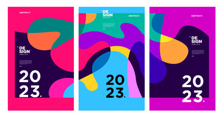 New year 2023 design template with fluid colorful abstract background