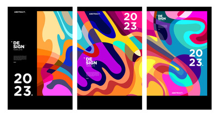 New year 2023 design template with fluid colorful abstract background