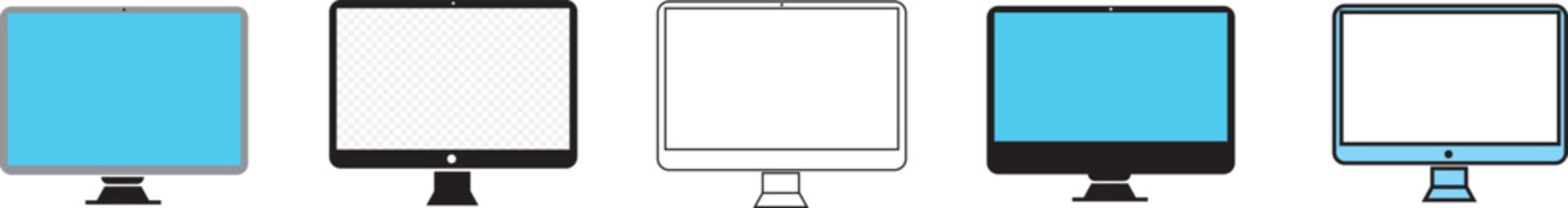 Set computer. Device screen mockup collection. Stock vector.