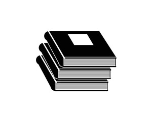 icon vector design of three black and white books arranged upwards to look like a ladder