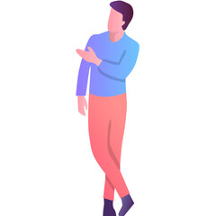 Man showing hand aside vector icon isolated