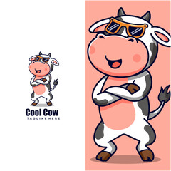 cute cow character mascot design