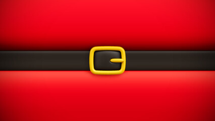 Closeup cartoon red Santa Claus suit with belt and buckle. Merry Christmas and Happy New Year concept background for Christmas greeting or invitation card. Vector illustration