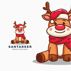 santa deer character mascot design