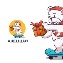 winter bear character mascot design