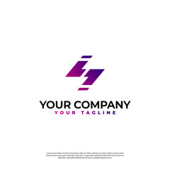 Fototapeta premium the lightning logo is purple in a simple minimalist abstract style