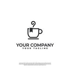 coffee cup logo with book abstract in modern style
