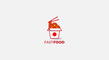 Chinese noodle food vector icon logo design template