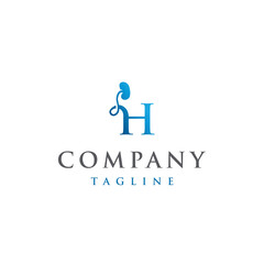 H Letter Initial modern and luxury kidney logo vector