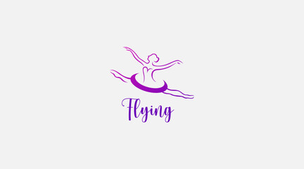 Flying dance lady vector logo design illustration