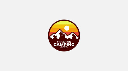 Mountain camping vector design logo icon template