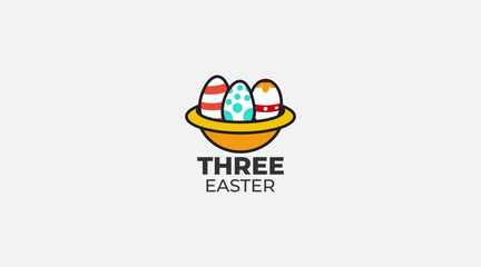Fototapeta premium Three Easter eggs logo vector icon design 